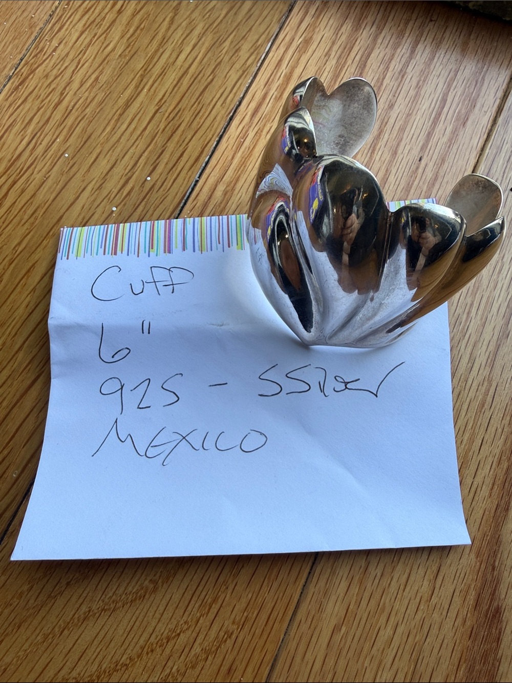 Sterling Silver Sculptural Cuff Bracelet - 6”